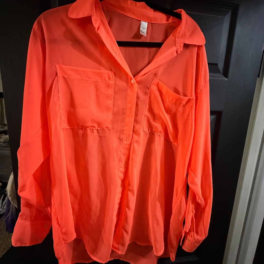 American Apparel Bright Coral Blouse